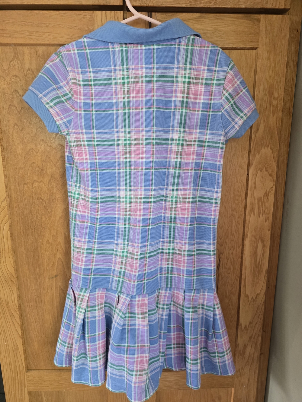 Polo by Ralph Lauren Girls Plaid Polo Dress - Pastel Blue - Picture 2 of 4